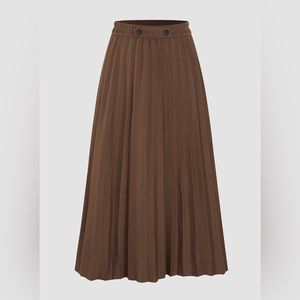 Commended brown pleated midi skirt